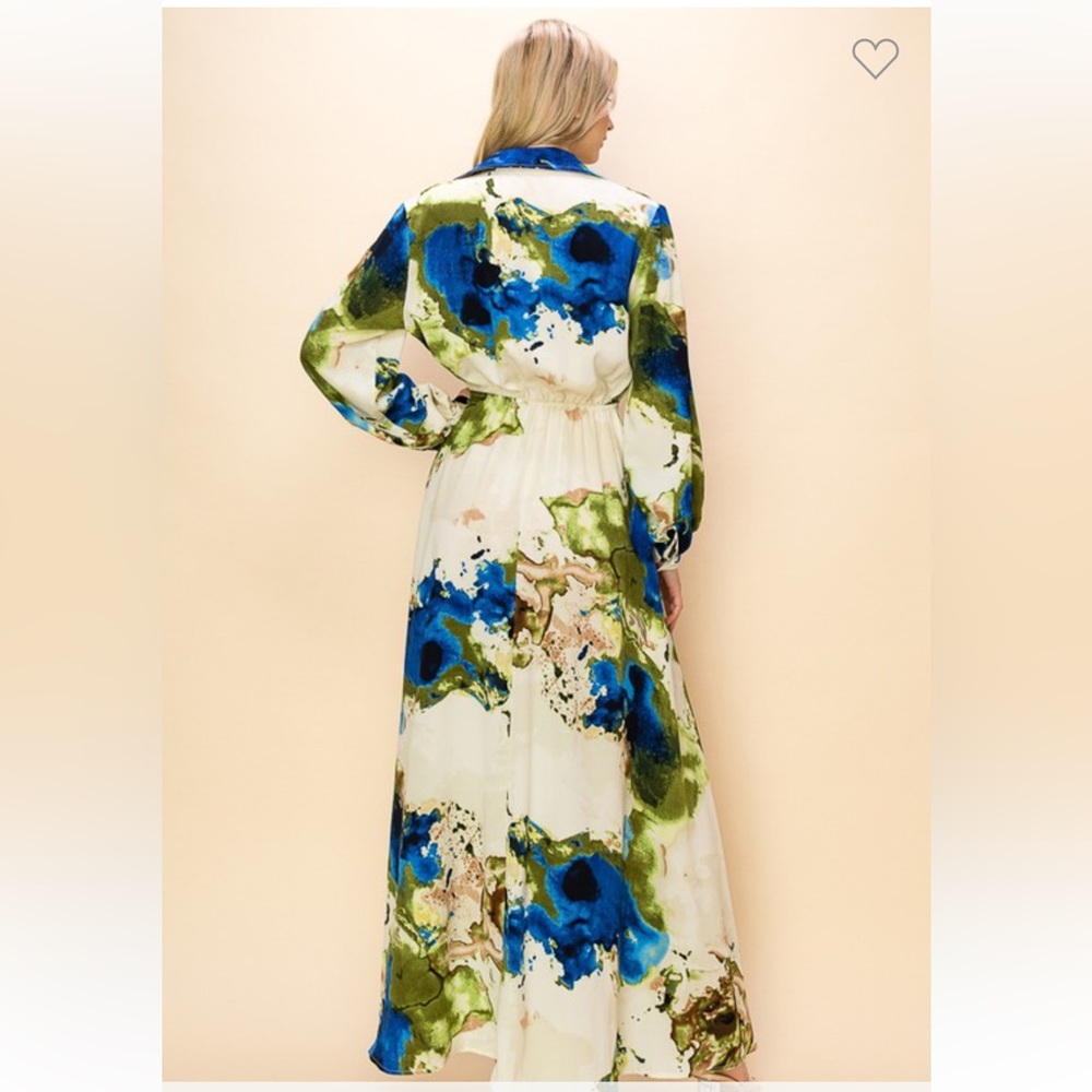 Elegant Blue and Green Maxi Dress preloved - Picture 7 of 9